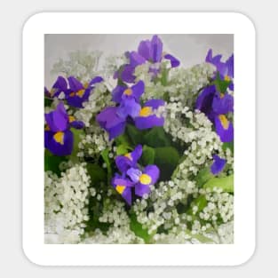 Purple Iris and baby’s breath Sticker